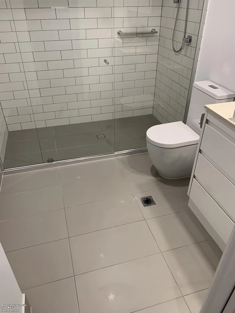 Subway tile shower and toilet