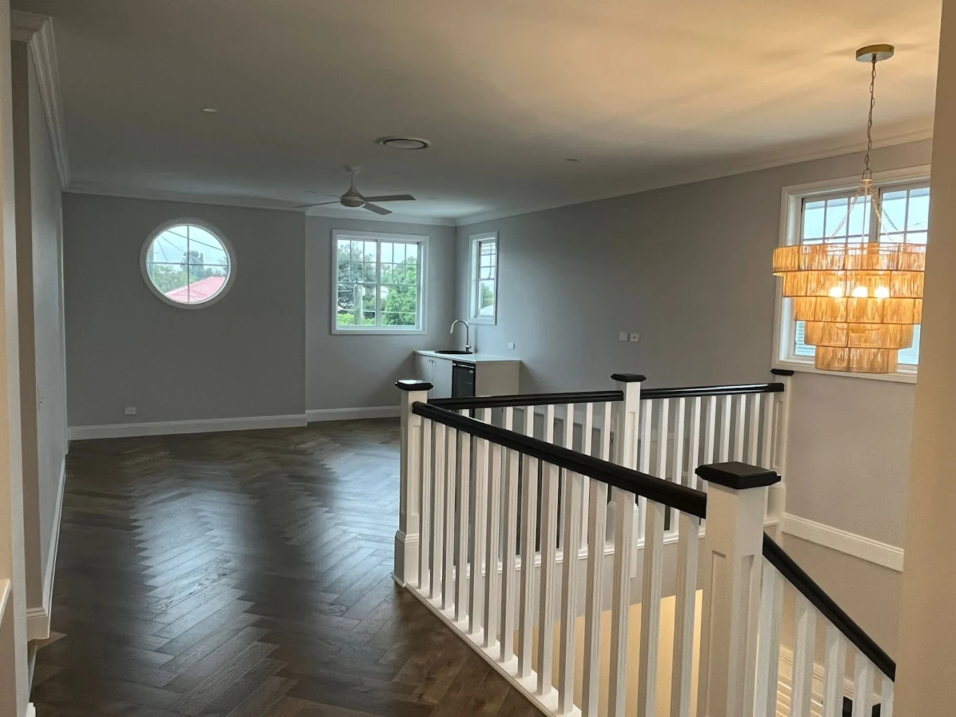 Open living area and staircase